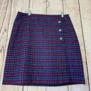 Talbots Womens Wool Blend Plaid A-Line Scalloped Skirt size 12
